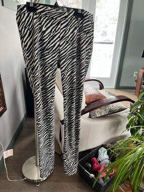 Red Dragon Black and White Zebra Print Leggings